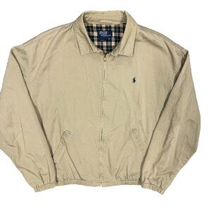 Vintage Polo Ralph Lauren Harrington Jacket USA Made Cotton Twill Beige XL